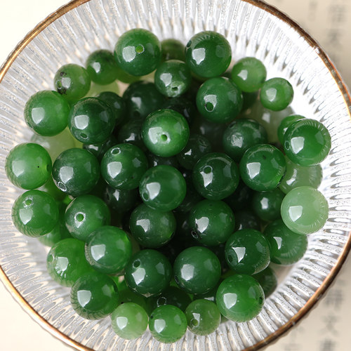真黄金和田玉单珠散珠手串配珠天然南红玛瑙蜜蜡碧玉手链diy配件 - 图1