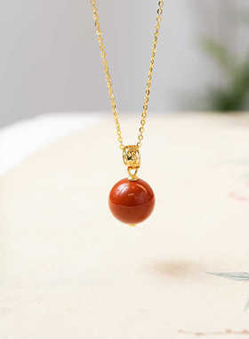 满肉川料南红玛瑙项链纯银吊坠