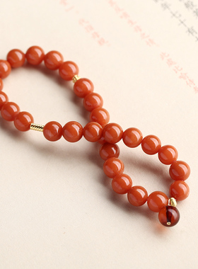 南红玛瑙24k黄金碎金子手串手链