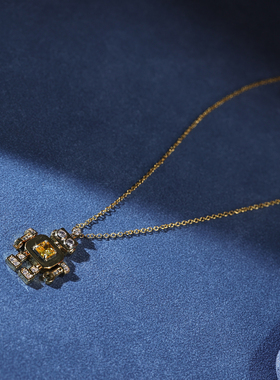 项链女款高级感轻奢小众设计黄水晶黄宝石机器人锆石媲美钻石闪钻