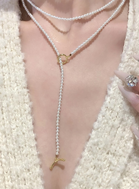 赵丽颖同款超细澳白色珍珠项链女气质时尚小米珠锁骨链颈链