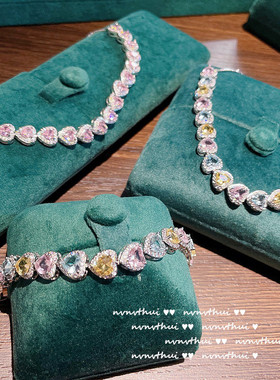 璨若星河胭脂粉彩虹宝石手链女性时尚风人造宝石人工宝石多彩宝石