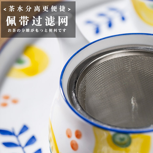 茶具整套家用茶盘釉下彩陶瓷喝茶过滤下午茶耐热泡茶壶青花瓷茶壶 - 图1