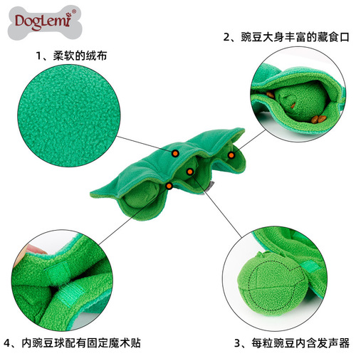 狗狗豌豆嗅闻玩具磨牙球藏食慢食发声解闷可洗柯基拉不拉多边牧