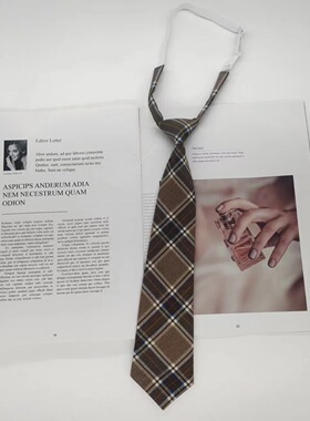 棕色复古格子条纹懒人免打日系咖啡色领带女学士服领结学院风男潮