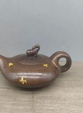 新款仿古铜摆件古玩铜器扁壶造型雅致古色古香书房中式摆件