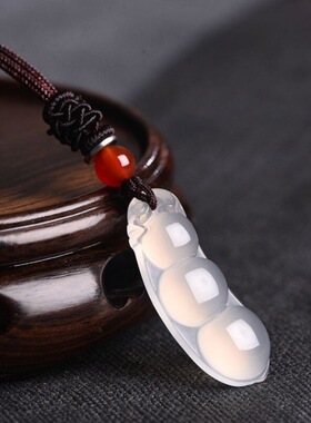 名缘玉器冰种玛瑙白玉髓四季豆挂件男女款玉髓福豆吊坠