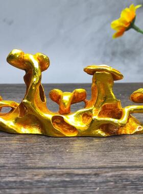 仿古黄铜鎏金笔架中国风文房四宝笔搁国风意境自用笔架摆件