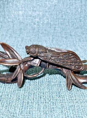 复古鎏金老铜知竹足常乐竹报平安节节高升一鸣惊人桌摆件茶台茶宠