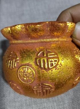 聚宝盆钱袋金色钱袋子进宝存钱罐福袋客厅中式家居装饰品摆件