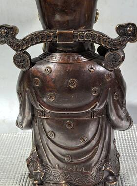 铜鎏金进宝财神爷立体铜像财源滚滚居家开业办公摆件