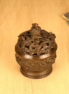 纯铜螭龙香薰炉仿古家用室内檀香炉大号特大号盘香炉沉香熏香炉