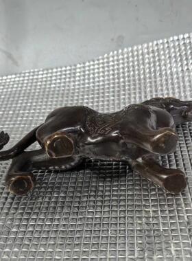 仿古纯铜鎏金皮休做工精细客厅文玩办公室摆件