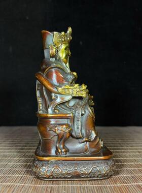 复古纯铜鎏金龙椅如意财神爷进宝日进斗金办公室客厅摆件