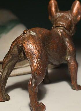 实心老铜沙皮狗摆件沙皮犬手把件复古哈巴狗茶宠旺财铜器摆件
