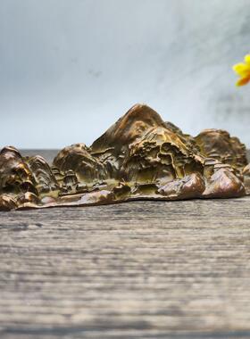 仿古纯铜假山摆件笔山加上笔搁文房四宝中国风意境摆件