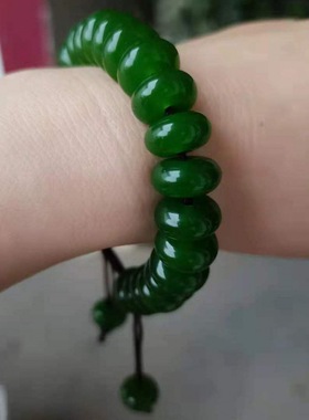 和田玉碧玉手链平安扣手链男女款玉石算盘珠手串