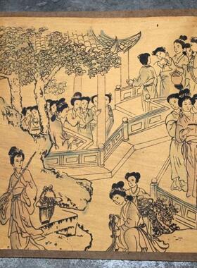 古玩字画仿古名画3米百美图全图国画品山水画字画长卷画中堂画