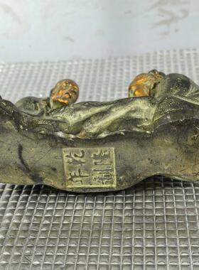 古玩铜器纯铜棋逢对手迷你黄铜实心复古桌面摆件办公室家居