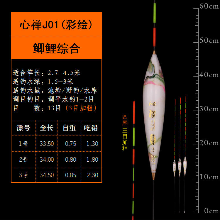 言午浮漂心禅彩绘纳米防爆顶大浮力灵敏休闲野钓库钓加粗黑坑垂钓 - 图1