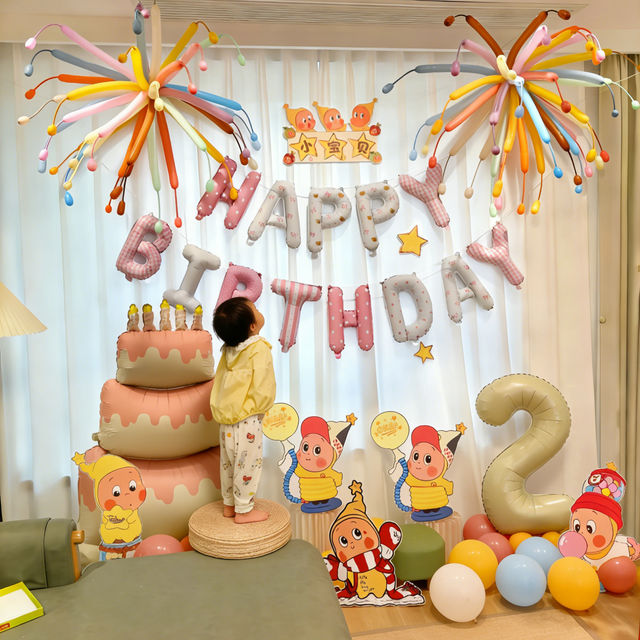 Baby one year old star fireworks KT board balloon arrangement