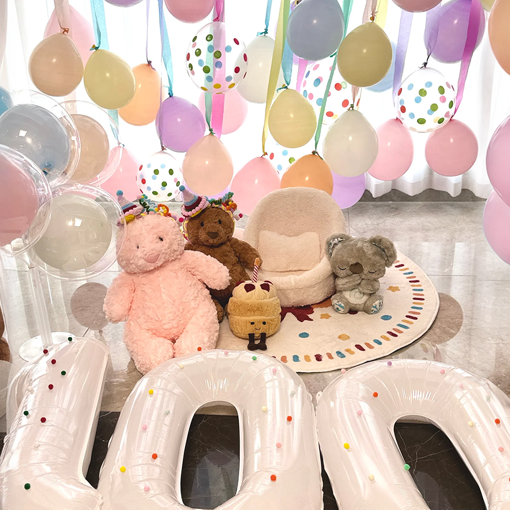 女宝宝100天马卡龙气球百天百日宴在家装饰婴儿拍照道具场景布置,淘宝优惠券,粉丝福利购,淘宝优惠卷