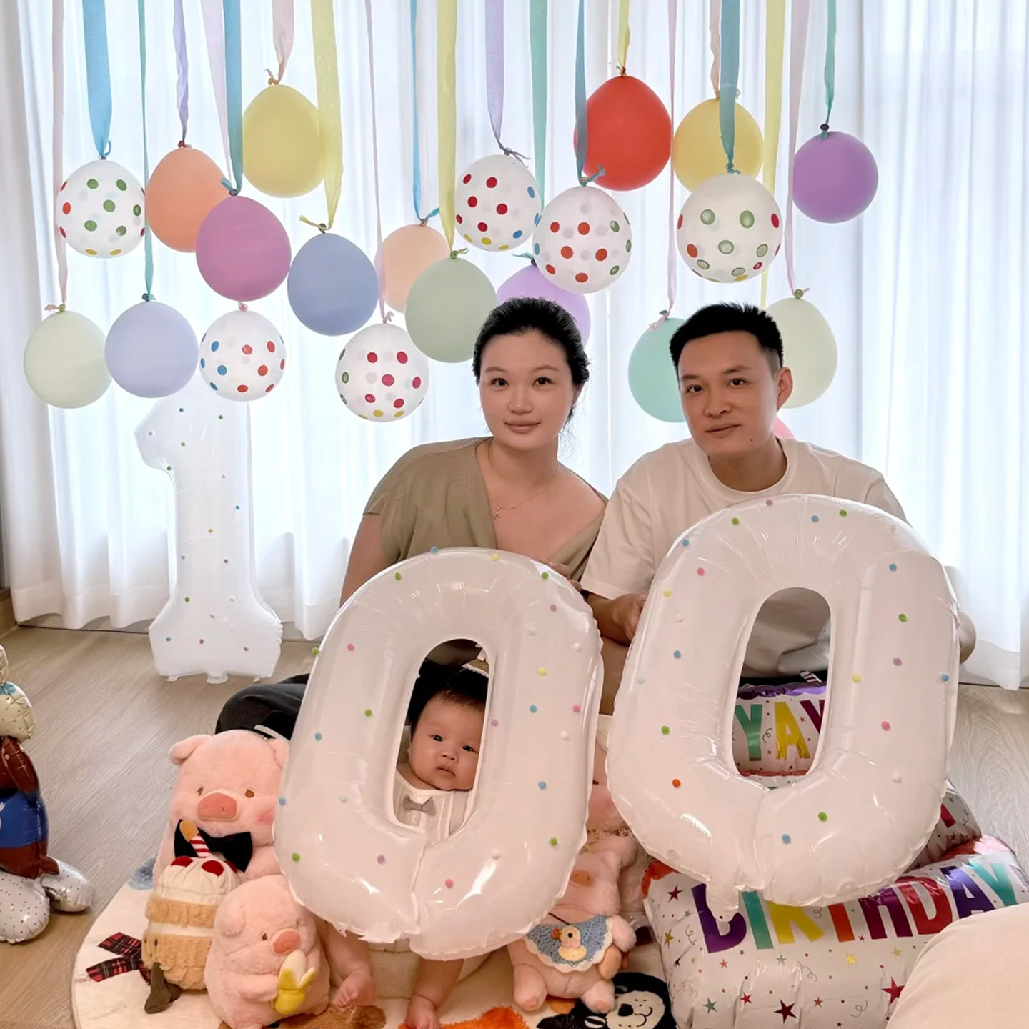 女宝宝100天马卡龙气球百天百日宴在家装饰婴儿拍照道具场景布置,淘宝优惠券,粉丝福利购,淘宝优惠卷