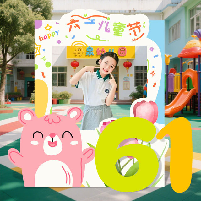 Children's Day decoration atmosphere activity scene layout kindergarten classroom photo 61 check-in props wall kt board