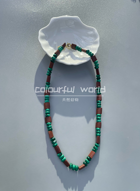 新天然阿富汗手工玛瑙绿孔雀石6毫米算盘珠原创特色 男女款 纯色