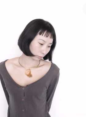 线条艺术手工黄铜丝金色订做项圈