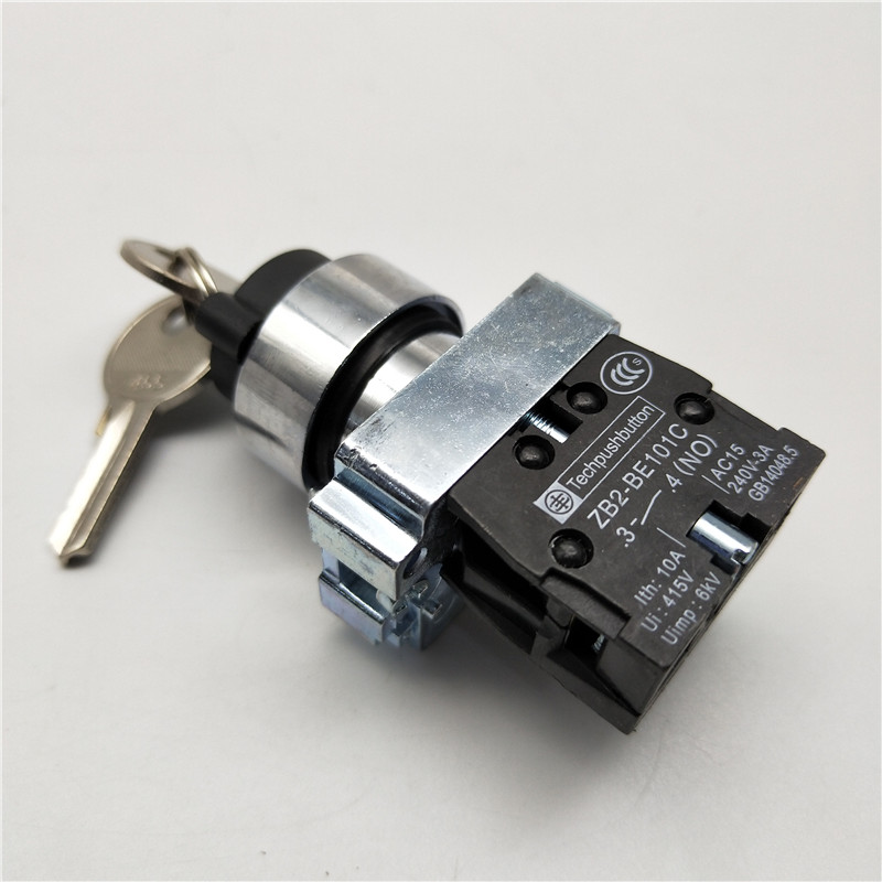 22MM孔径XB2-BG21 BG33钥匙两三档选择旋转换按钮开关ZB2-BE101C - 图1