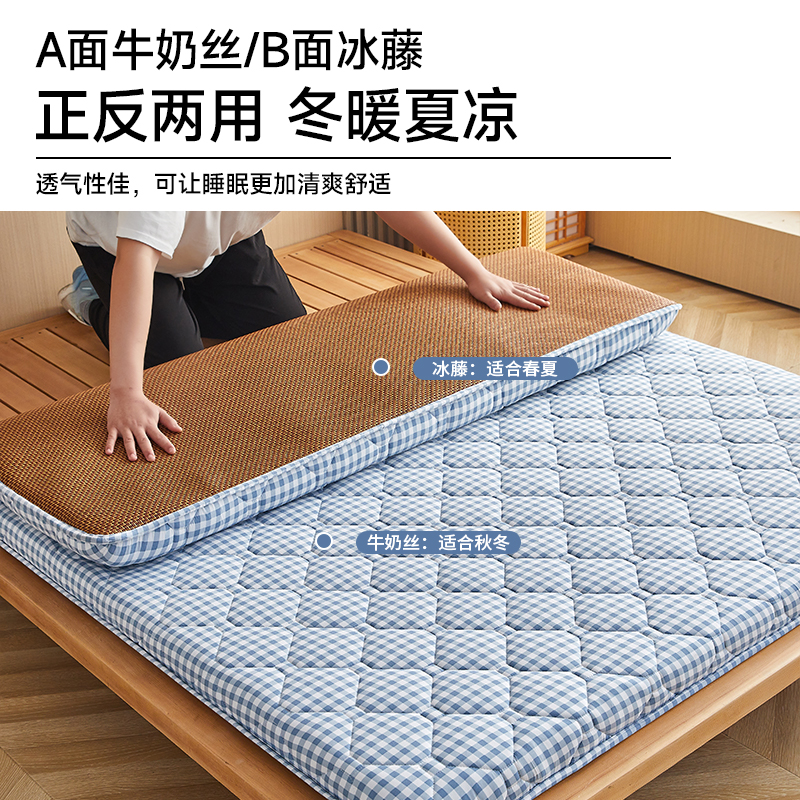藤席床垫软垫家用卧室学生宿舍单人凉席垫子冬夏两用地垫打地铺褥