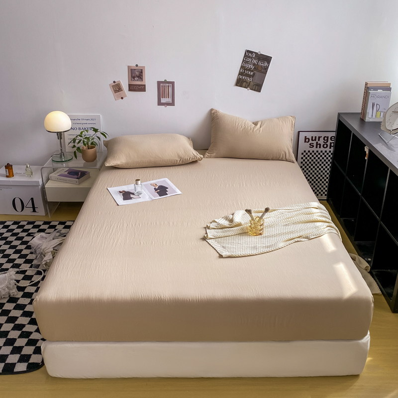 日式纯色水洗棉床笠床罩单件全包床单四季席梦思床垫保护套1.5米