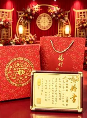 龙凤金箔牌匾婚书仪式感摆件