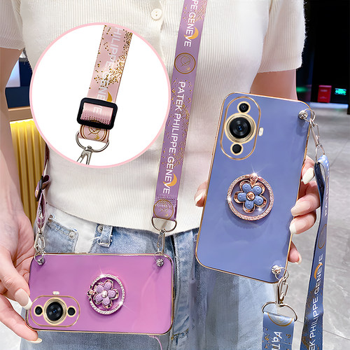 适用华为nova10手机壳新款花朵指环支架nova9镜头全包nova8防摔nova14硅胶nova13斜挎可背nova12带挂绳nova11 - 图2