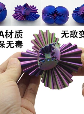 旋转齿轮球魔方儿童益智玩具解压3D打印百变创意立体指尖球形积木