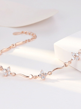 四叶草手链女925纯银ins小众设计简约学生手饰情人节礼物送女友