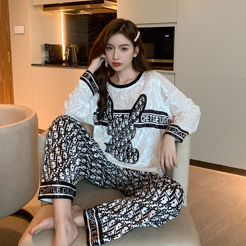 卡通睡衣女秋冬季金丝绒长袖2022年新款可外穿高级感家居服套装春,淘宝优惠券,粉丝福利购,淘宝优惠卷