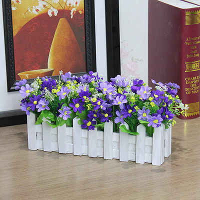 假花仿真花盆栽套装客厅家居装饰花艺摆件塑料小栅栏盆景花卉包邮 - 图1