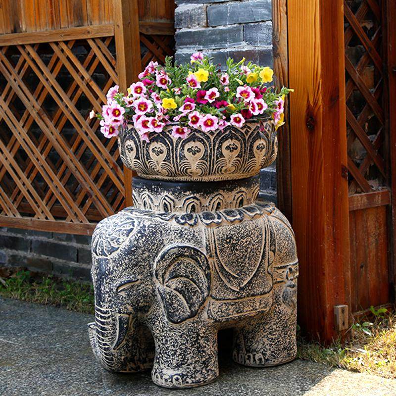 大象换鞋凳庭院花园墩子户外造景装饰摆件客厅创意花盆置物架底座,淘宝优惠券,粉丝福利购,淘宝优惠卷
