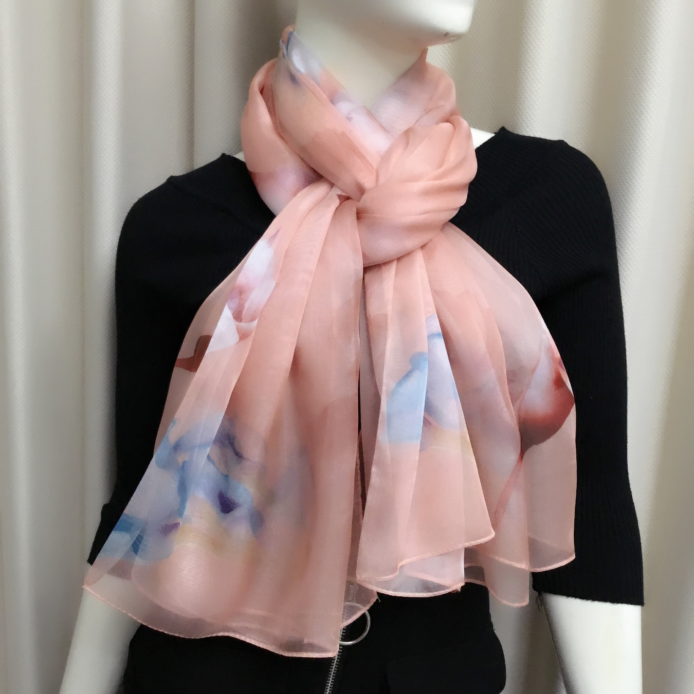 上海故事真丝丝巾女桑蚕丝薄款长方形淡粉色民族风披肩高端送礼,淘宝优惠券,粉丝福利购,淘宝优惠卷