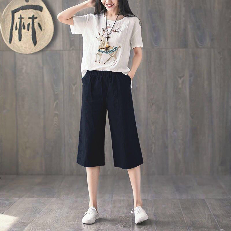 棉麻阔腿裤女装夏季薄款宽松文艺直筒休闲裤高腰大码七分裤白色潮,淘宝优惠券,粉丝福利购,淘宝优惠卷