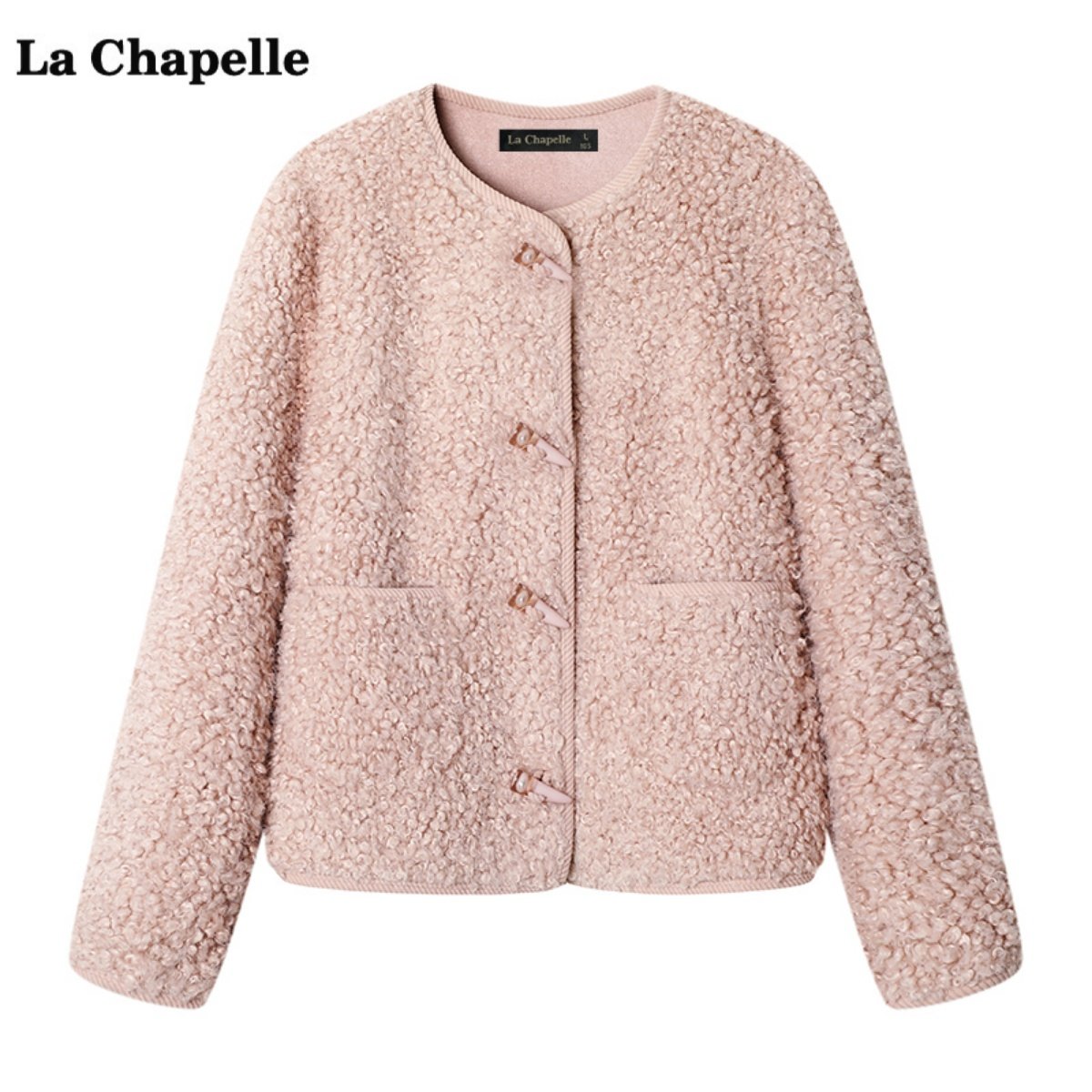 拉夏贝尔/La Chapelle颗粒毛绒短款外套女冬季新款小个子毛毛上衣,淘宝优惠券,粉丝福利购,淘宝优惠卷