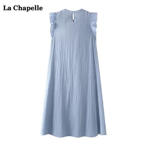 拉夏贝尔/La Chapelle蕾丝小飞袖背心裙女夏季新款无袖连衣裙子