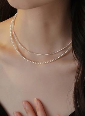 尺寸全！施家baby小珍珠项链女叠戴双层锁骨颈链极细小众法式项圈