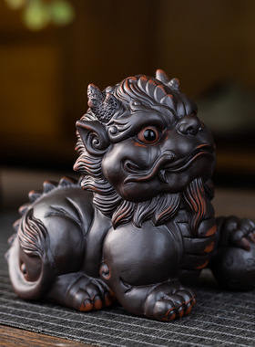 手工紫陶貔貅茶宠可养金蟾陶瓷家居摆件茶玩茶桌茶台装饰茶具配件