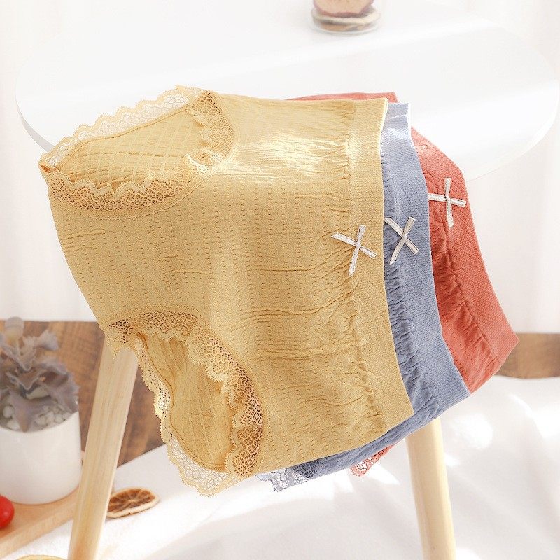 日系泡泡性感中腰女士内裤石墨烯抗菌全纯棉裆蕾丝大码胖mm三角裤,淘宝优惠券,粉丝福利购,淘宝优惠卷