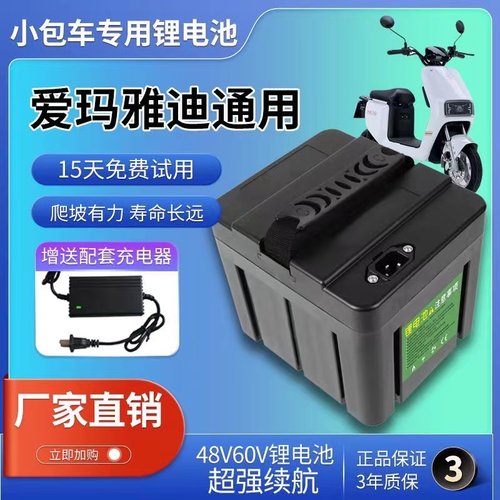 48V新国标电动车锂电池台铃爱玛新日星恒绿源电瓶16AH20AH12A - 图0