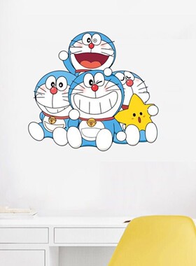哆啦A梦柜子卡通门贴纸卧室门木板门遮丑贴纸冰箱装饰墙贴画P1