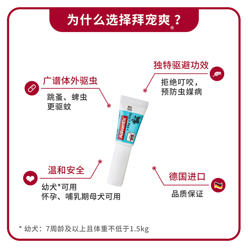 拜宠爽体外驱虫滴剂整盒狗狗用除跳蚤杀蜱虫驱蚊虱子拜耳驱虫药